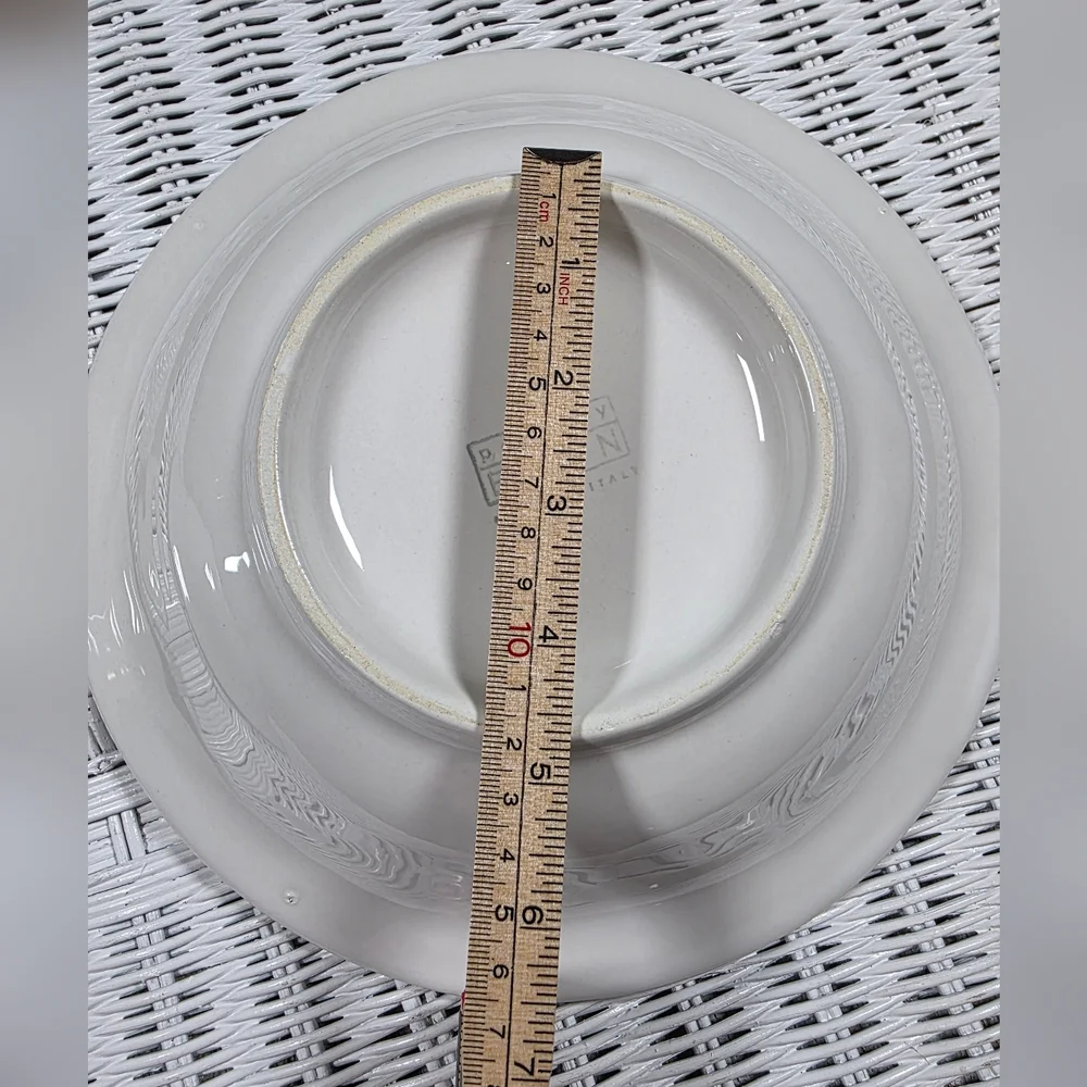 Pottery Barn Made In Italy Marked Set Of 2 Pasta Bowls Embossed Classic White.